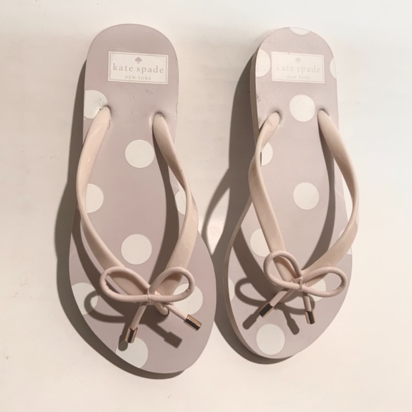 Kate Spade Adorable Pearl Pink Polka Dots Flat flip flop Sandals Summer Shoes 6 - Picture 3 of 5